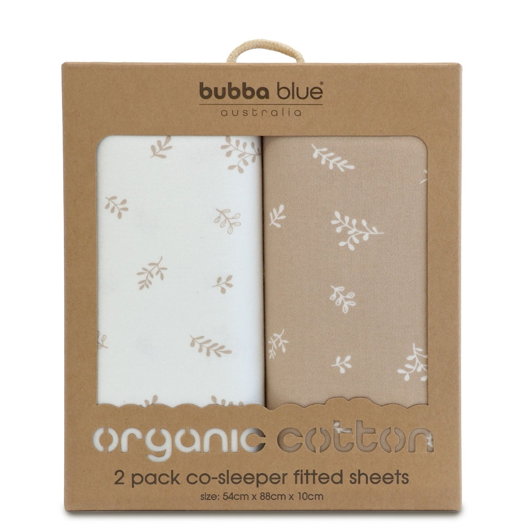 Bubba Blue Organic Cotton Co-Sleeper/Bedside Bed Fitted Sheets 2 Pack Chestnut