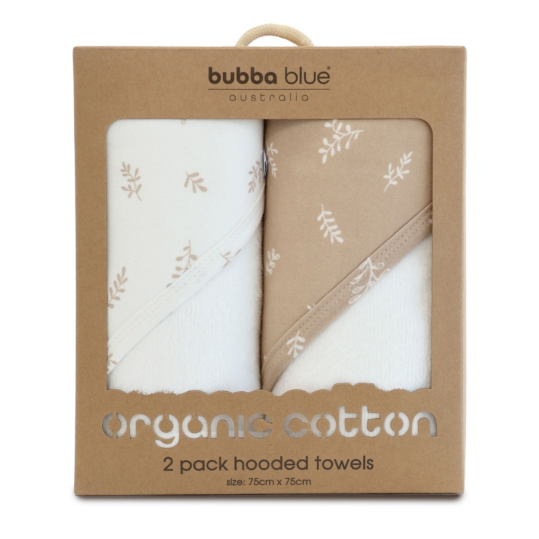 Bubba Blue Organic Cotton Hooded Towel 2pk Chestnut