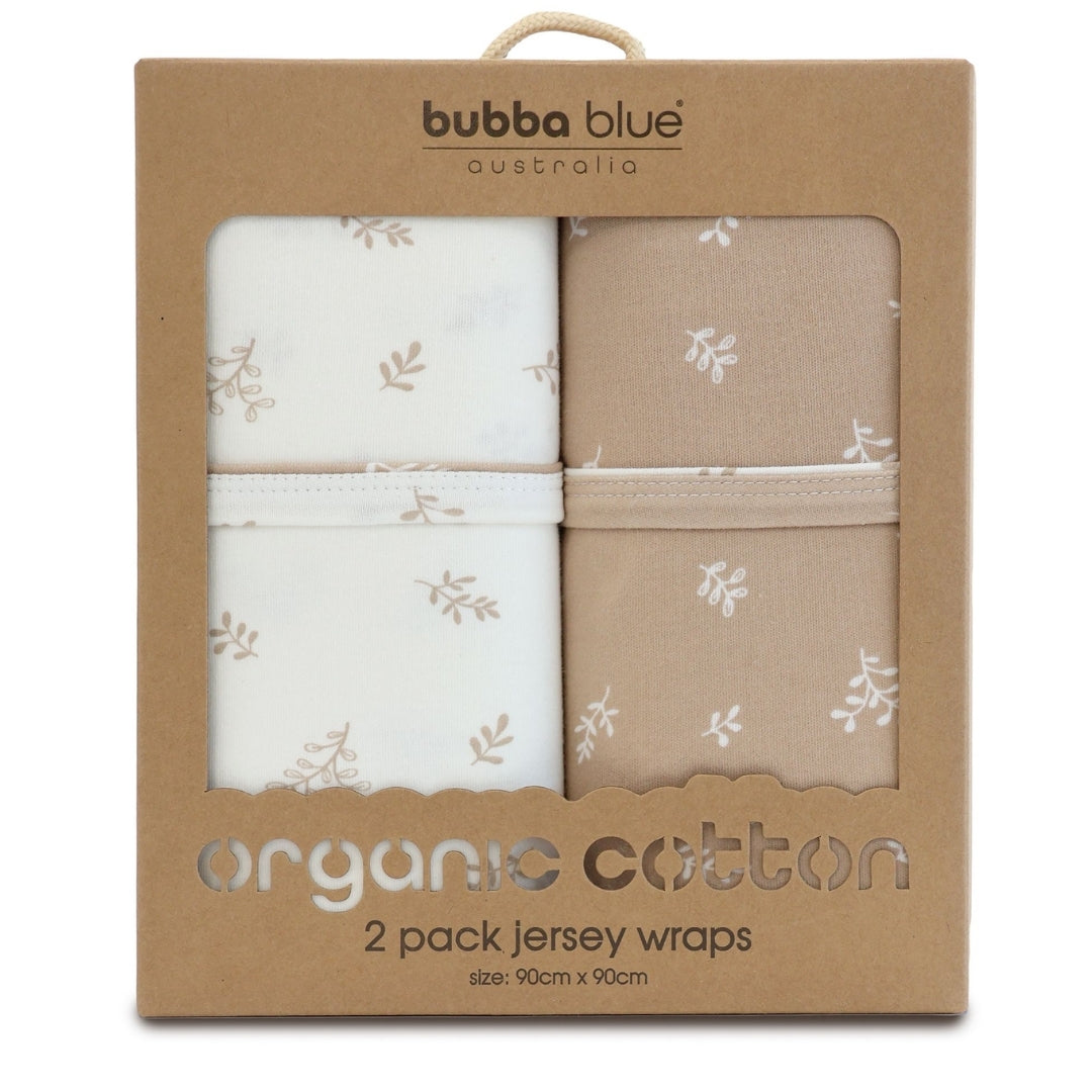 Bubba Blue Organic Cotton Jersey Wraps 2pk Chestnut