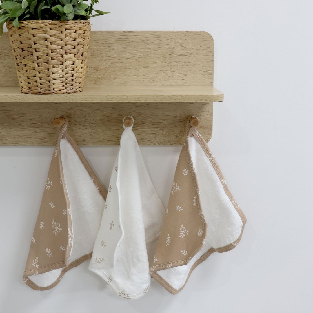 Bubba Blue Organic Cotton Wash Cloths 3pk Chestnut