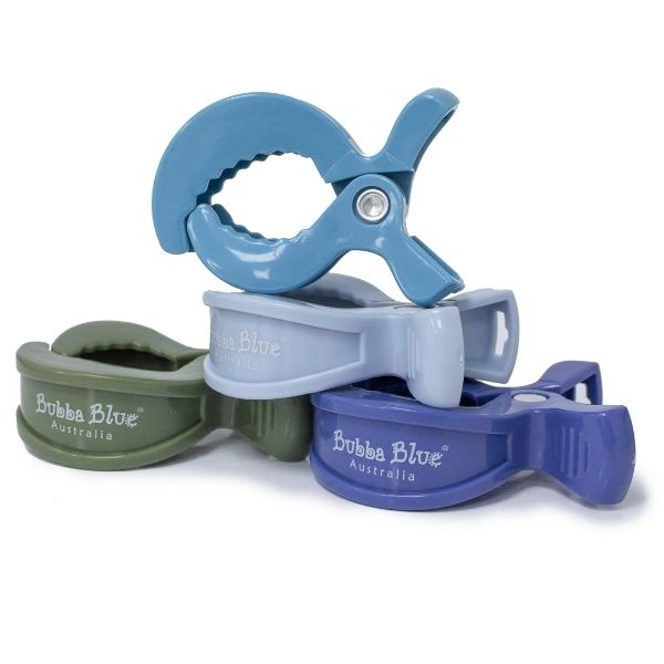 Bubba Blue Pram Clips Boy 4pk - Dusty Blue/Teal/Navy/Pesto