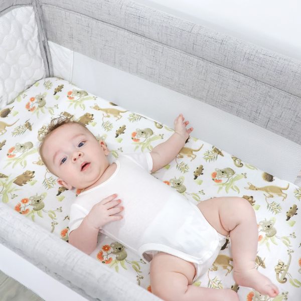 Bubba Blue Aussie Animals Jersey Co Sleeper Fitted Sheet