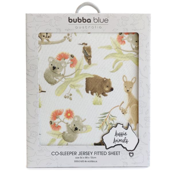 Bubba Blue Aussie Animals Jersey Co Sleeper Fitted Sheet – Baby Kingdom
