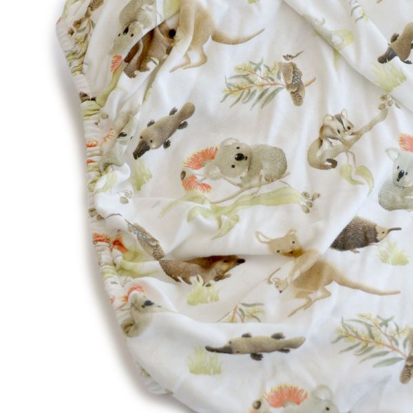 Bubba Blue Aussie Animals Jersey Cot Fitted Sheet