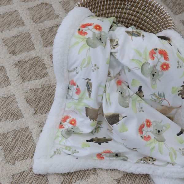 Bubba Blue Aussie Animals Reversible Fleece Cuddle Blanket