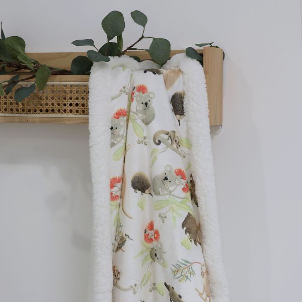 Bubba Blue Aussie Animals Reversible Fleece Cuddle Blanket