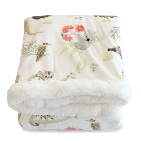 Bubba Blue Aussie Animals Reversible Fleece Cuddle Blanket