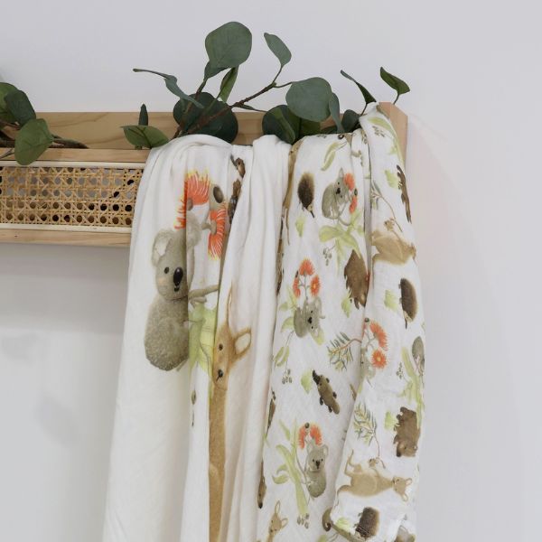 Bubba Blue Muslin Wraps Aussie Animals 3pk