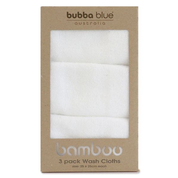 Little Bamboo Towelling Washer 3 pack Natural