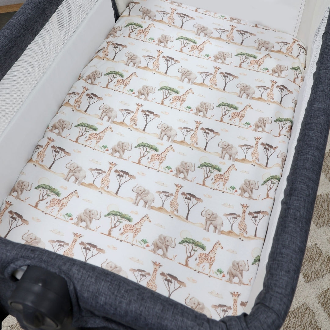 Bubba Blue Adventure Bamboo Jersey Bedside Sleeper Fitted Sheets 2 Pack