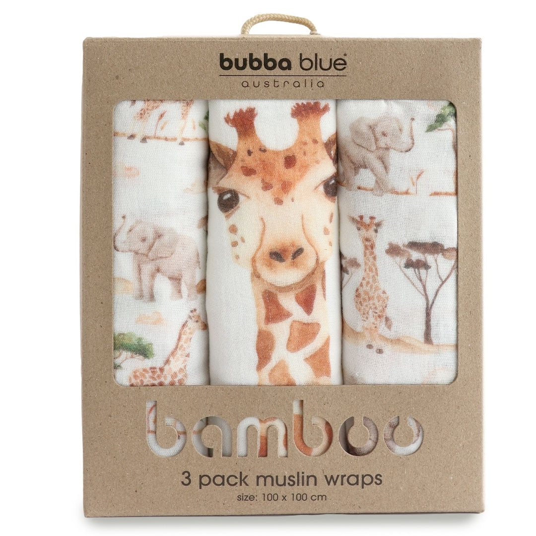 Bubba Blue Adventure Bamboo Muslin Wraps 3 Pack