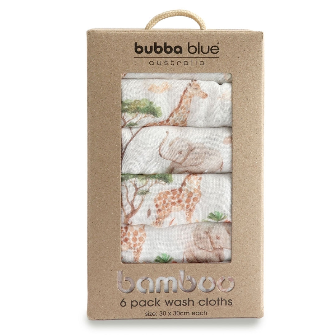 Bubba Blue Adventure Bamboo Muslin Face Washers 6 Pack