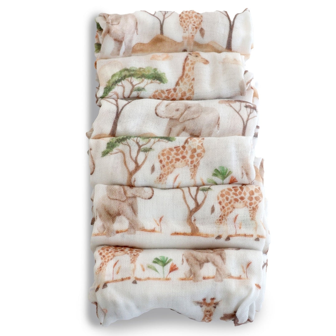 Bubba Blue Adventure Bamboo Muslin Face Washers 6 Pack