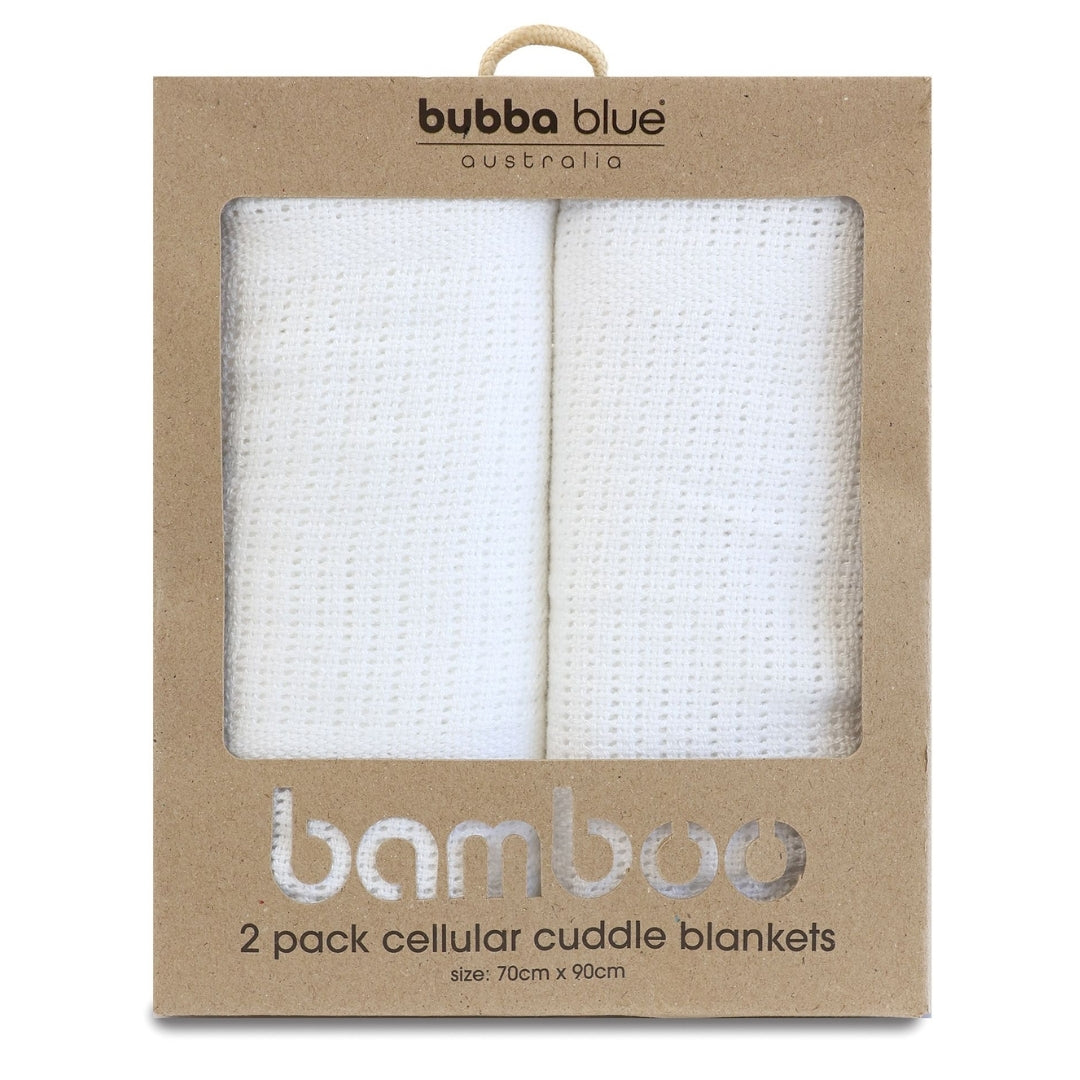 Bubba Blue White Bamboo Cellular Blankets 2 Pack