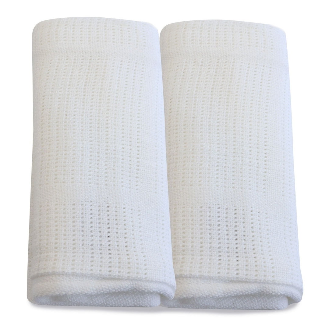 Bubba Blue White Bamboo Cellular Blankets 2 Pack