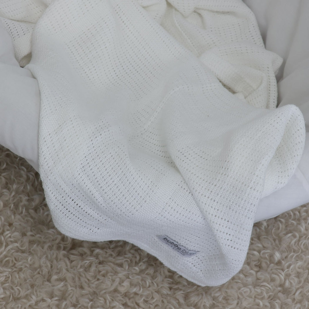 Bubba Blue White Bamboo Cellular Blankets 2 Pack