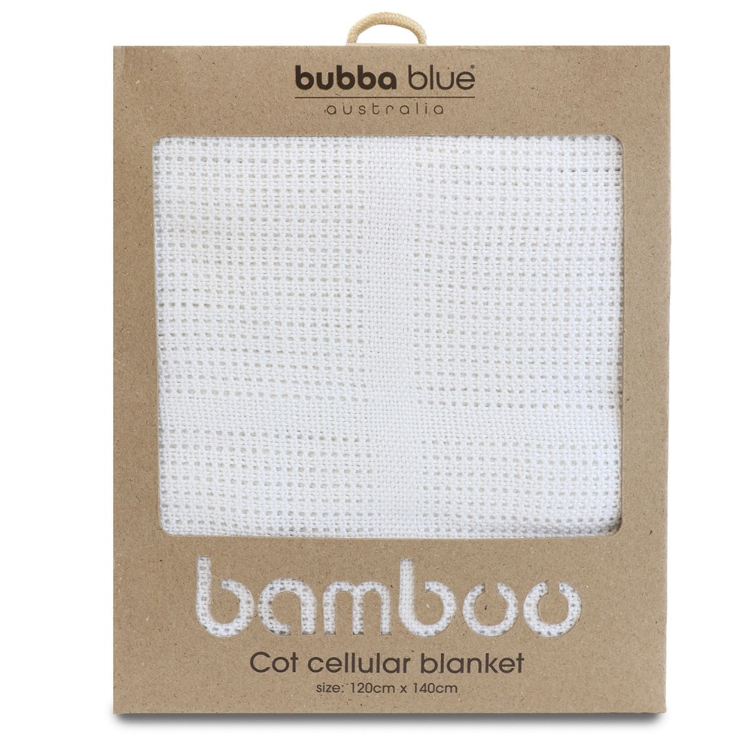 Bubba Blue White Bamboo Cellular Cot Blanket