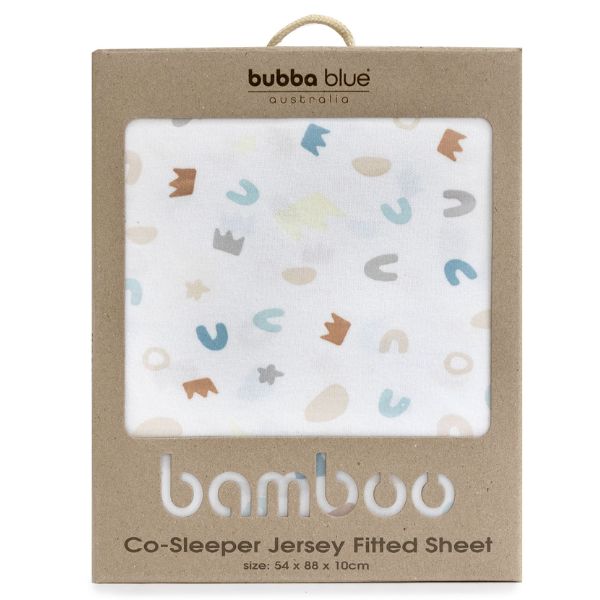 Bubba Blue Bamboo Sleepy Safari Jersey Co Sleeper Fitted Sheet Vanilla
