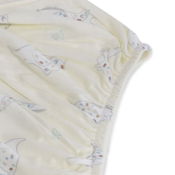 Bubba Blue Bamboo Sleepy Safari Jersey Cot Fitted Sheet Vanilla