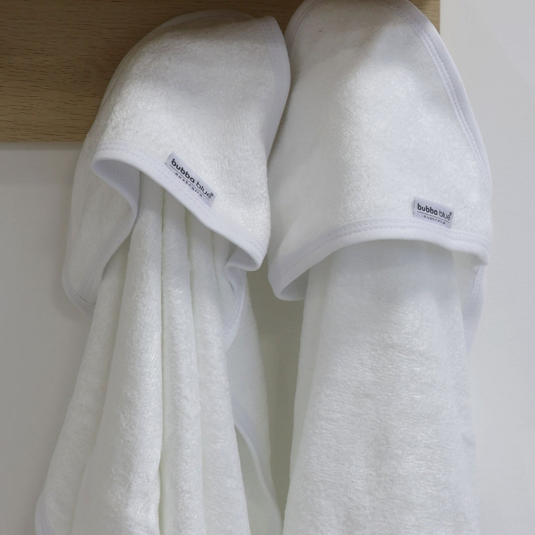 Bubba Blue White Bamboo Hooded Towels 2 Pack