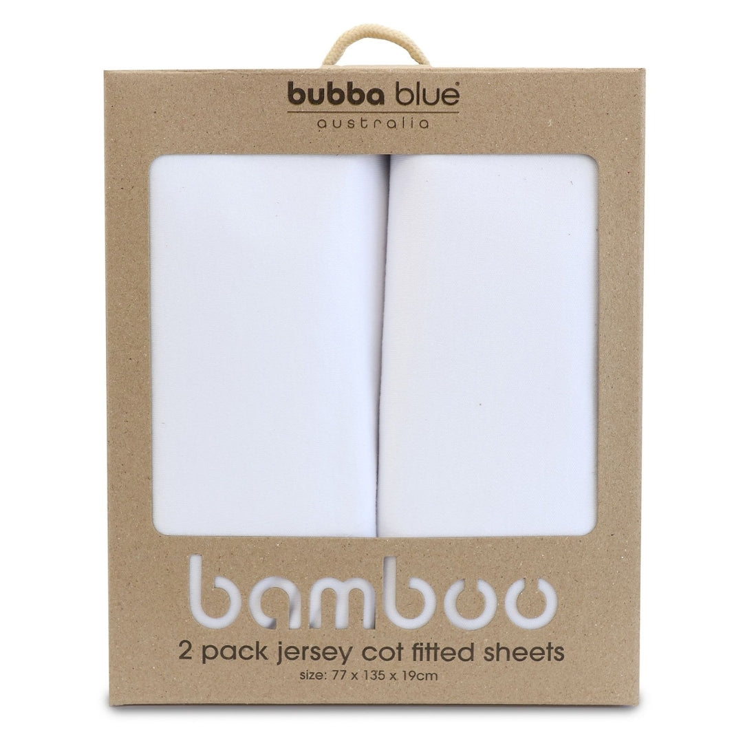 Bubba Blue White Jersey Cot Fitted Sheets 2 Pack