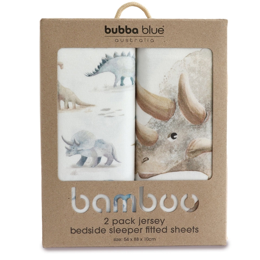 Bubba Blue Jurassic Bamboo Jersey Bedside Sleeper Fitted Sheets 2 Pack