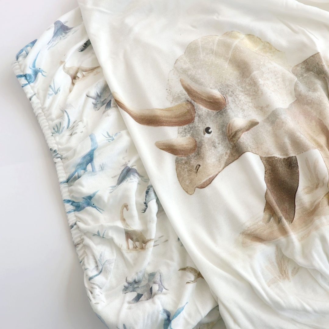 Bubba Blue Jurassic Bamboo Jersey Bedside Sleeper Fitted Sheets 2 Pack