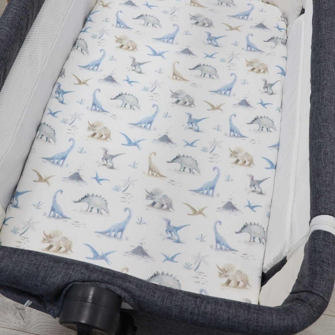 Bubba Blue Jurassic Bamboo Jersey Bedside Sleeper Fitted Sheets 2 Pack