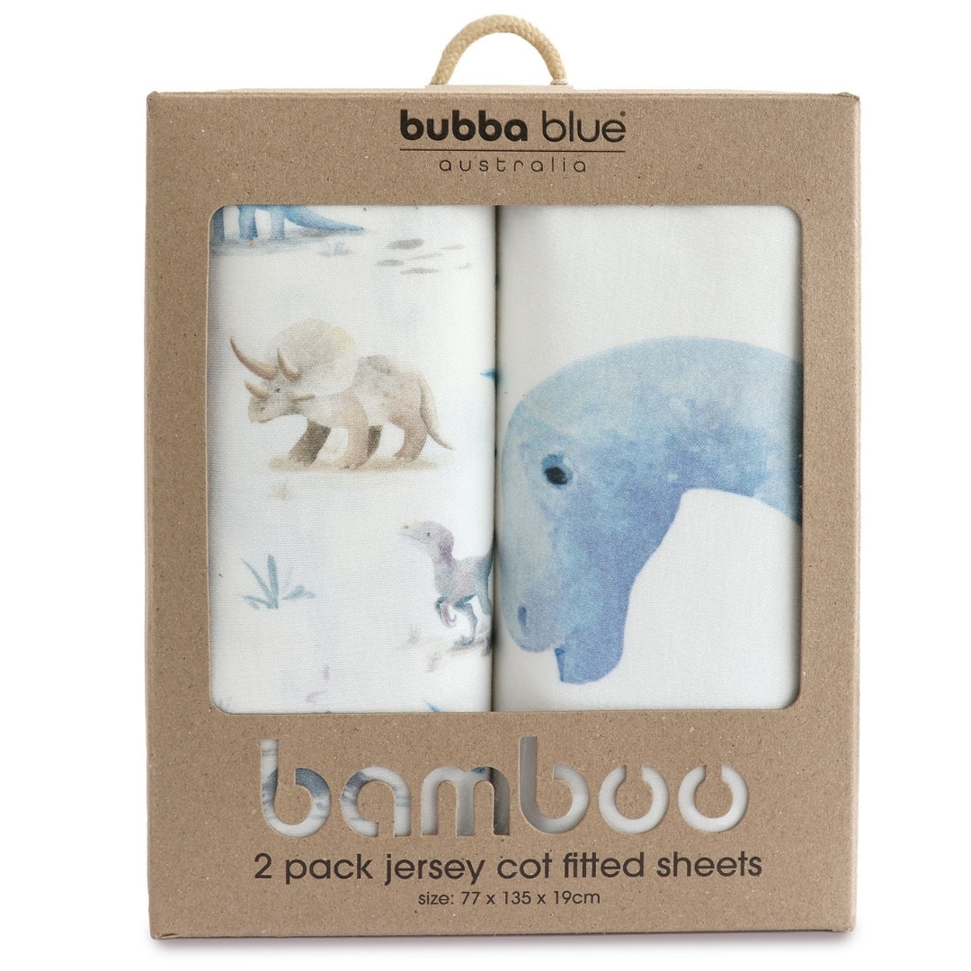 Bubba Blue Jurassic Bamboo Jersey Cot Fitted Sheets 2 Pack