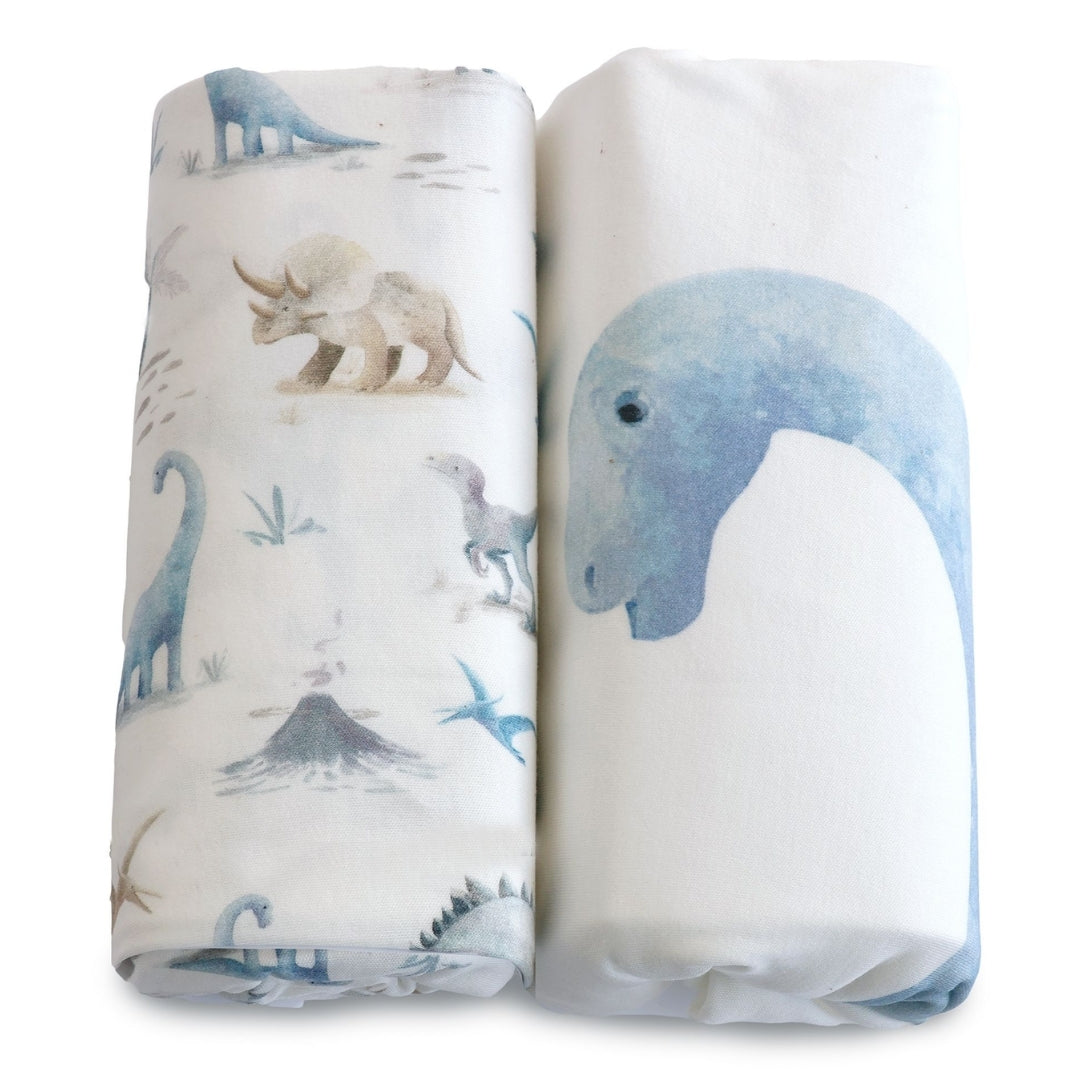 Bubba Blue Jurassic Bamboo Jersey Cot Fitted Sheets 2 Pack