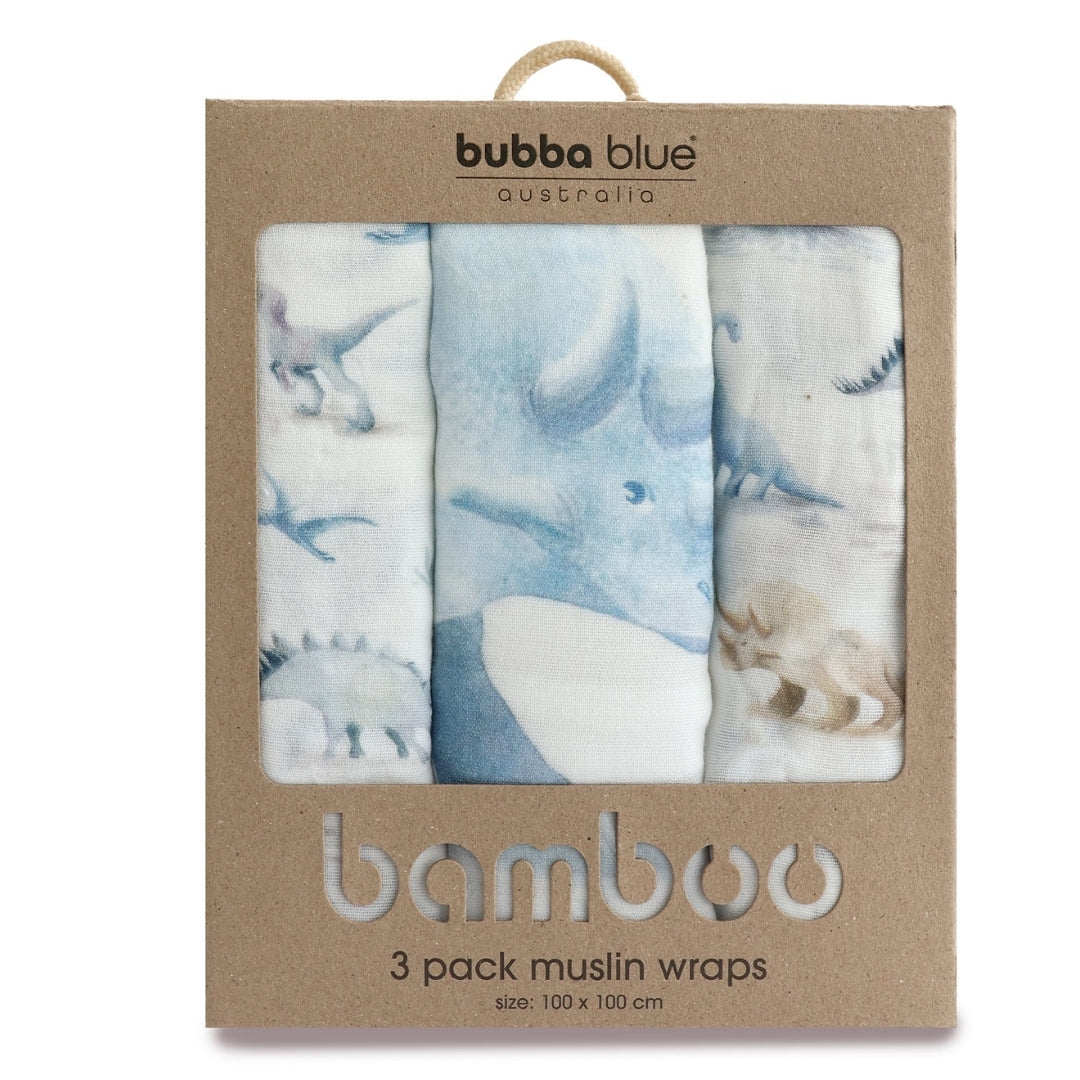 Bubba Blue Jurassic Bamboo Muslin Wraps 3 Pack