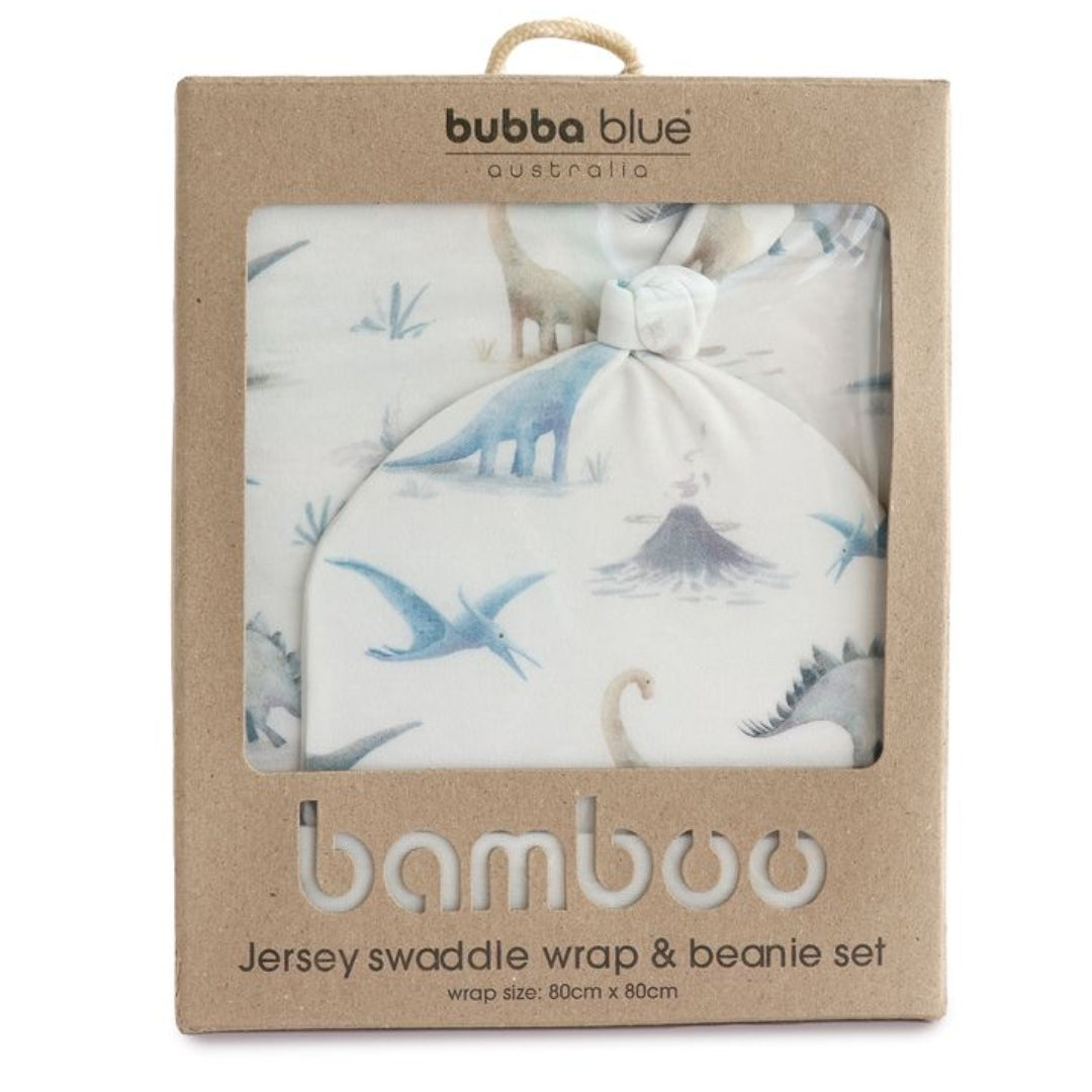 Bubba Blue Jurassic Jersey Swaddle & Beanie Set