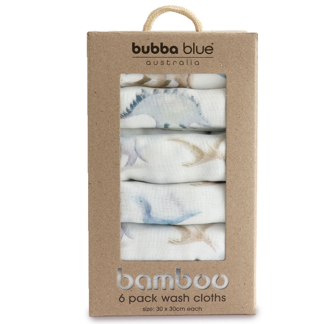 Bubba Blue Jurassic Bamboo Muslin Face Washers 6 Pack
