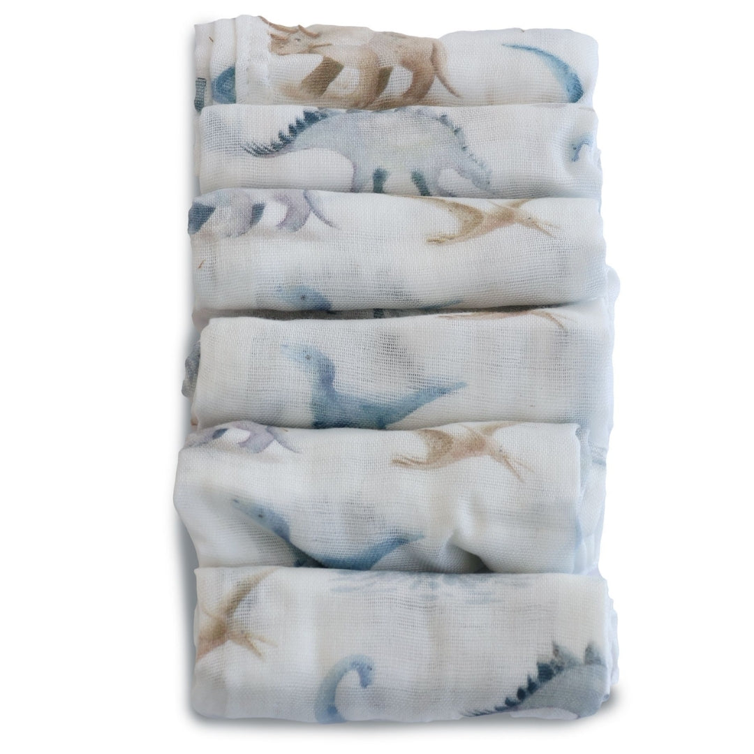 Bubba Blue Jurassic Bamboo Muslin Face Washers 6 Pack