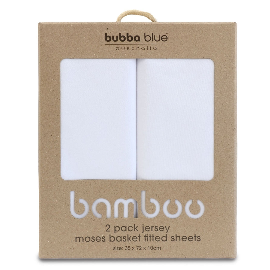 Bubba Blue White Jersey Moses Basket Fitted Sheets 2 Pack