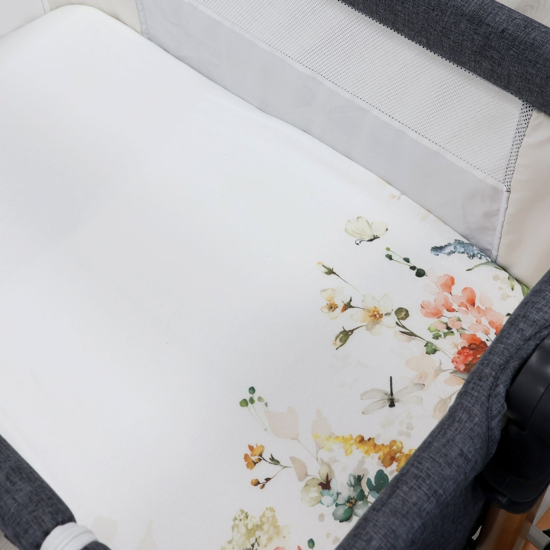 Bubba Blue Peonies Bamboo Jersey Bedside Sleeper Fitted Sheets 2 Pack