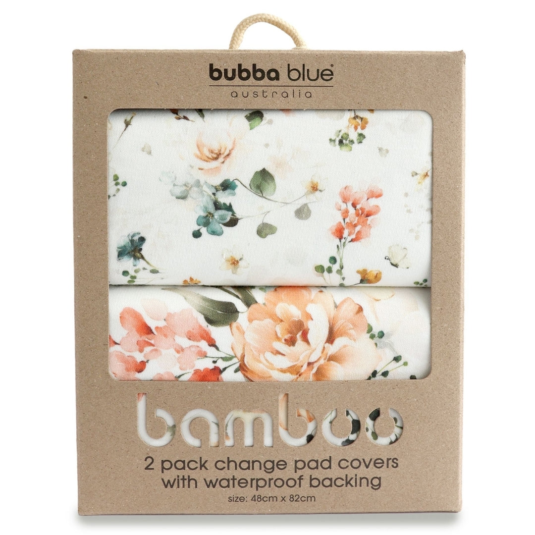 Bubba Blue Peonies Bamboo Waterproof Change Mat Covers 2 Pack