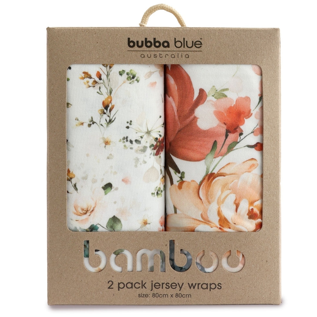 Bubba Blue Peonies Bamboo Jersey Wraps 2 Pack
