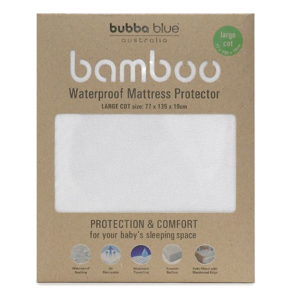 Bubba Blue Bamboo Waterproof Cot Mattress Protector Large