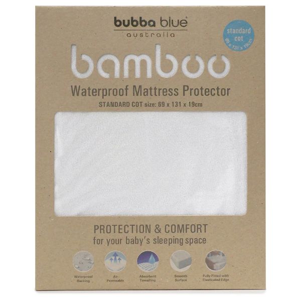 Bubba Blue Bamboo Waterproof Cot Mattress Protector Standard