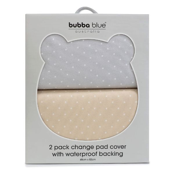 Bubba Blue Confetti Waterproof Change Mat Cover 2pk Grey/Taupe