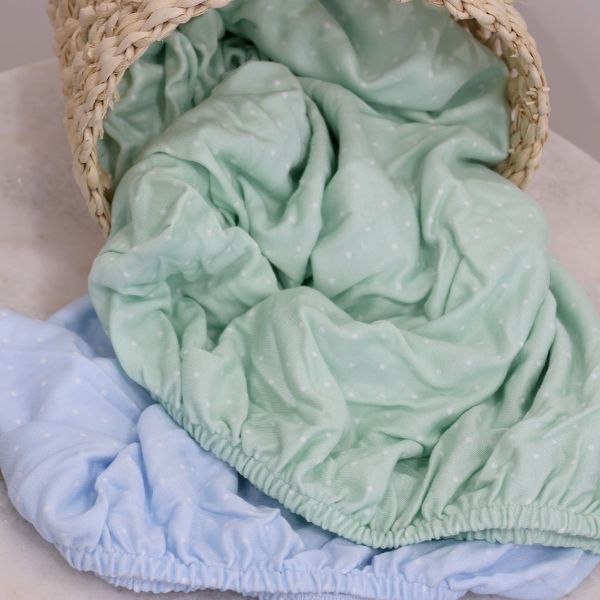 Bubba Blue Confetti Jersey Co Sleeper Fitted Sheets 2pk Blue/Sage