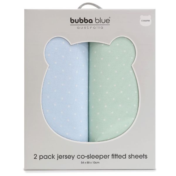 Bubba Blue Confetti Jersey Co Sleeper Fitted Sheets 2pk Blue/Sage