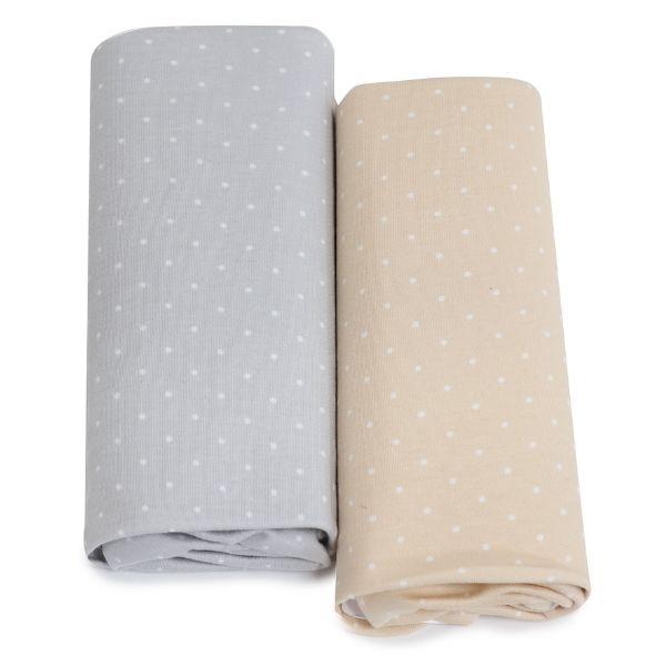Bubba Blue Confetti Jersey Co Sleeper Fitted Sheets 2pk Grey/Taupe