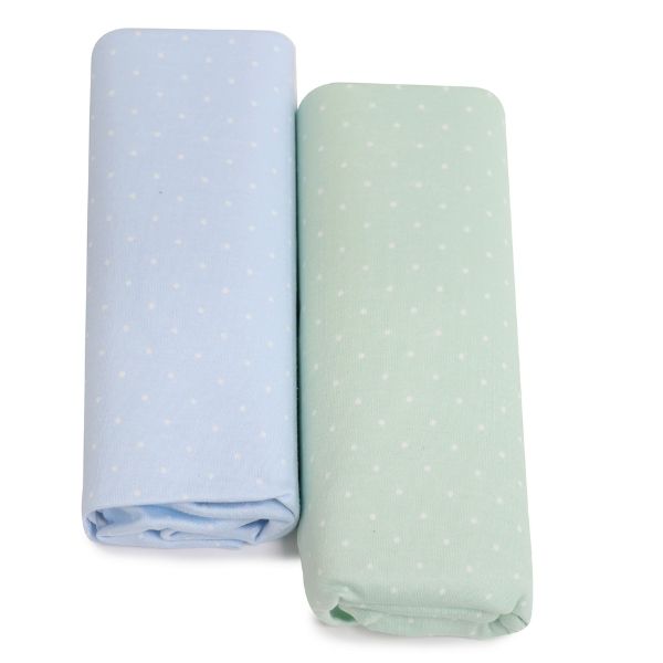 Bubba Blue Confetti Jersey Cot Fitted Sheets 2pk Blue/Sage