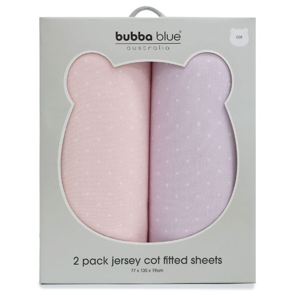 Bubba Blue Confetti Jersey Cot Fitted Sheets 2pk Pink/Lilac