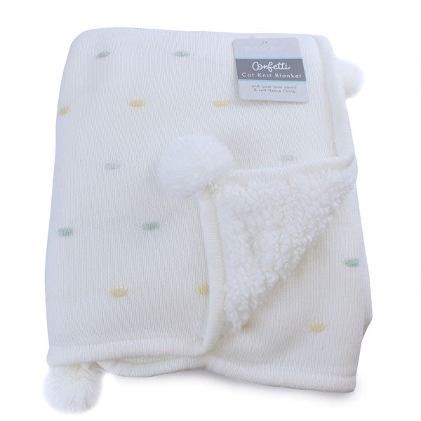 Bubba Blue Confetti Cot Knit Blanket White Multi