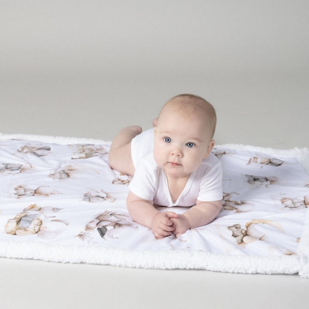 Bubba Blue Elephant Bedtime Reversible Fleece Cuddle Blanket