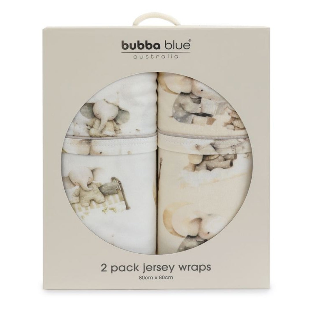 Bubba Blue Elephant Bedtime 2pk Jersey Wraps