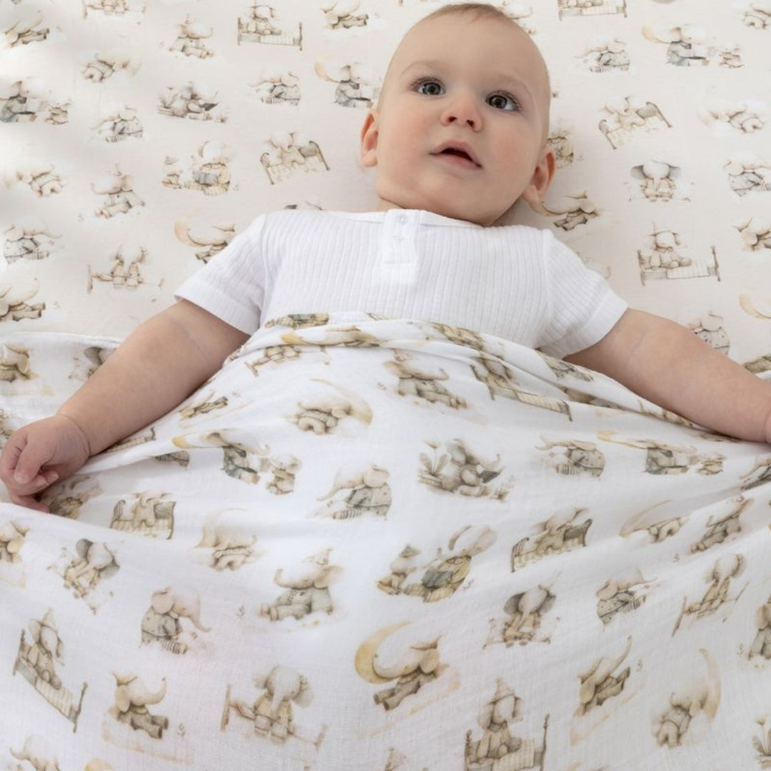 Bubba Blue Elephant Bedtime Muslin Wraps 3pk